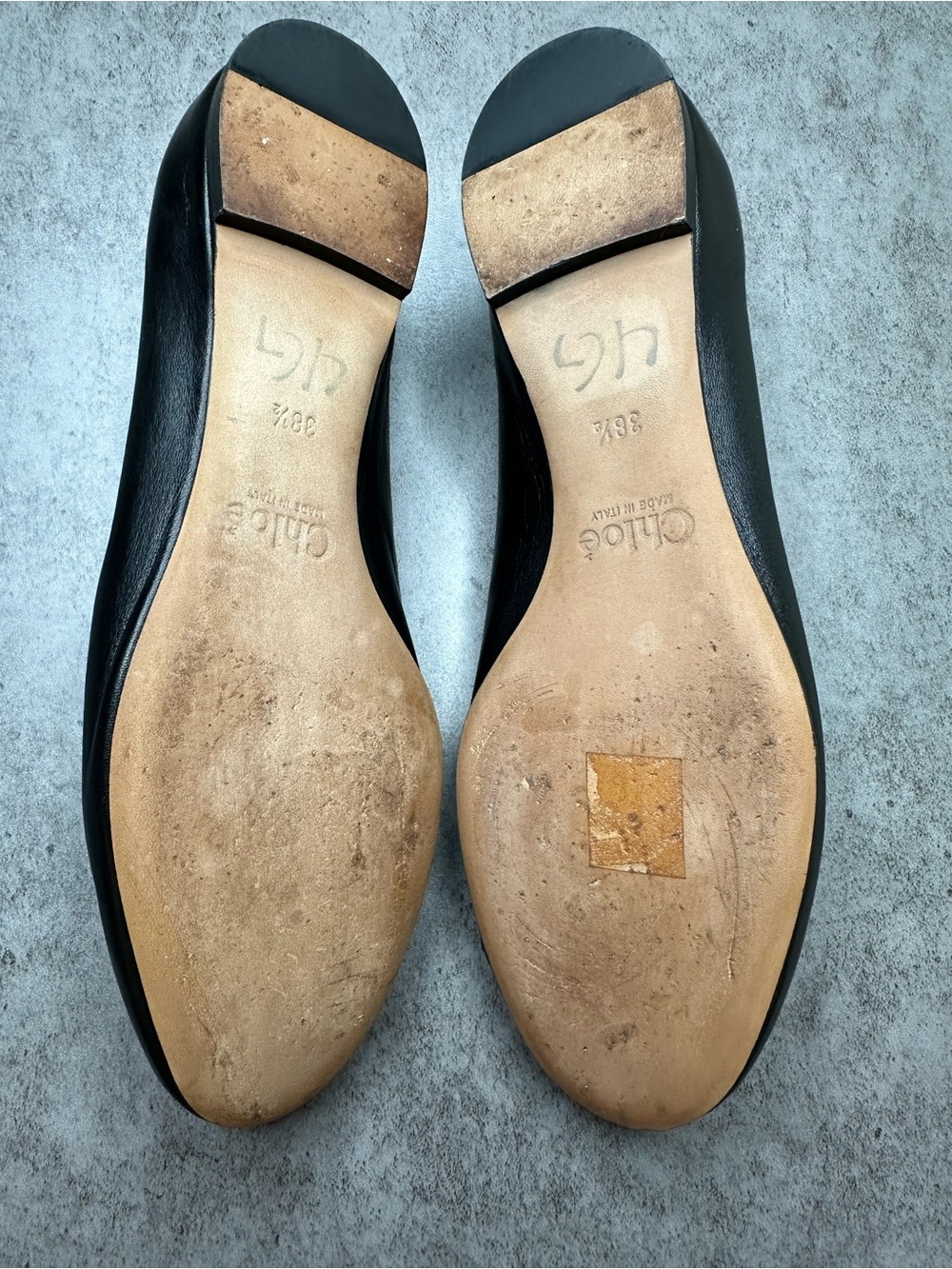 Chloé Black Leather Scalloped Ballet Flats Lauren Size 38.5 EU Made in Italy - Picture 7 of 8